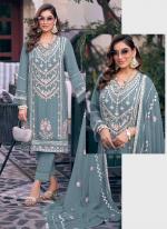 Faux Georgette Sky Blue Eid Wear Embroidery Work Pakistani Suit